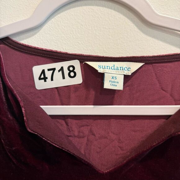 Sundance Womens Plum Olivia A Line Dress XS Velvet V Neck Pullover Short Sleeve - Picture 5 of 6